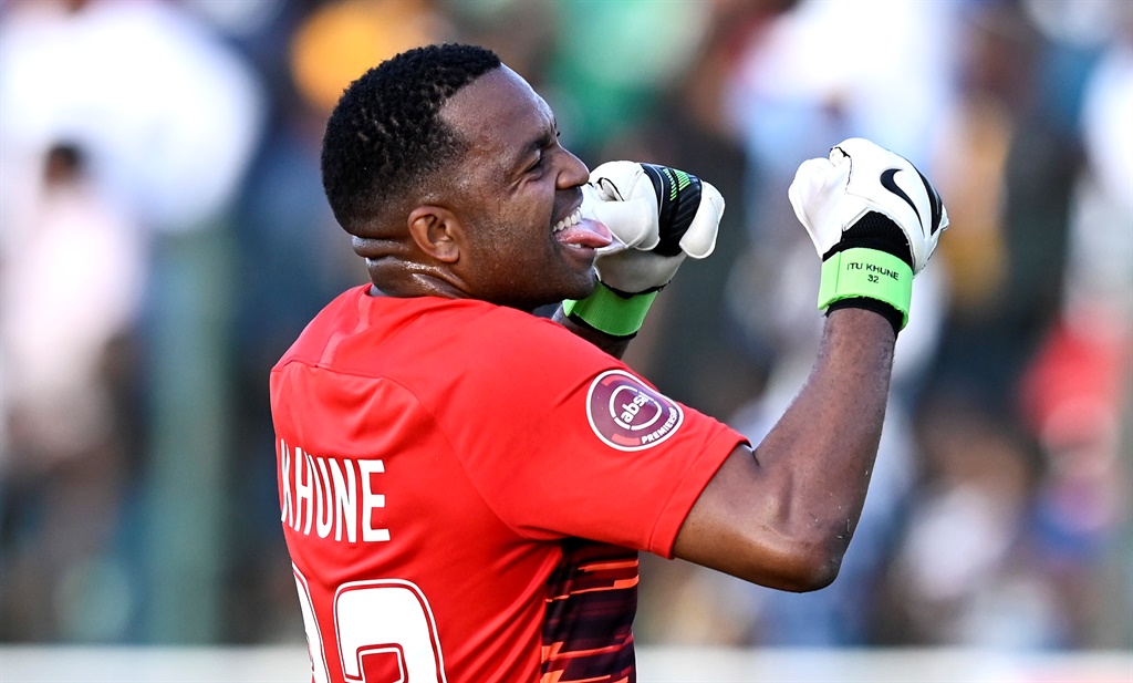 Itumeleng Khune, Captain of Kaizer Chiefs FC celebrates as his team wins during the Absa Premiership 2019/20 football match between Amazulu and Kaizer Chiefs at King Zwelithini Stadium on 24 September 2019