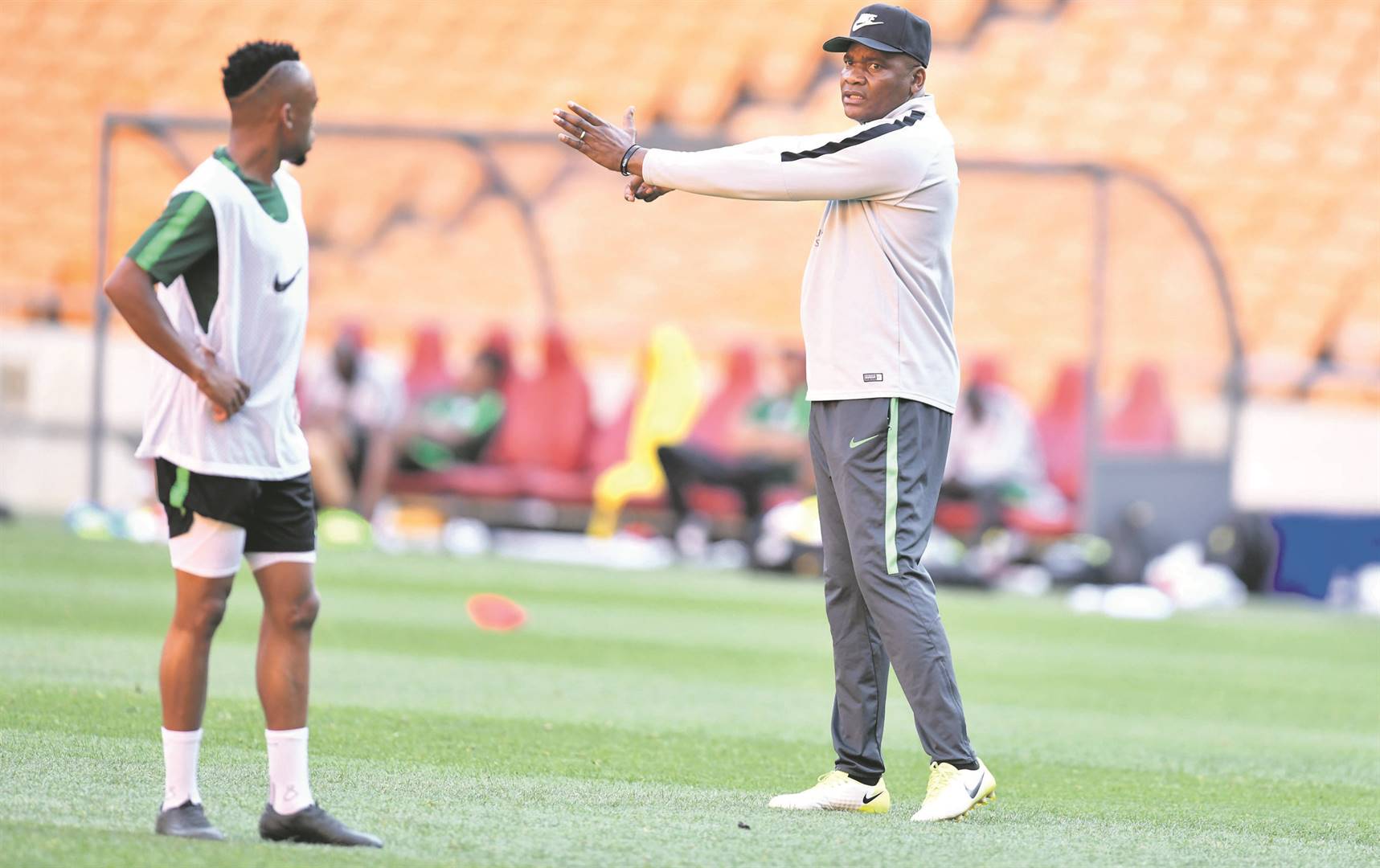 Bafana head coach Molefi Ntseki wants players with Lebogang Phiri’s physique to play according to their strengths. Picture: Lefty Shivambu / Gallo Images 