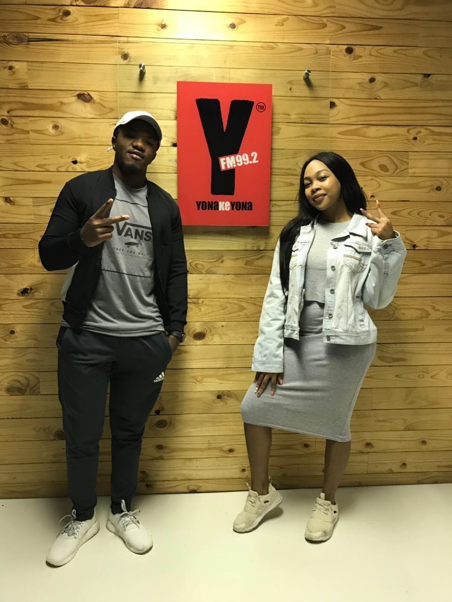 Left: Karabo Motsoane  popularly known as Tswana Guy after an interview at YFM