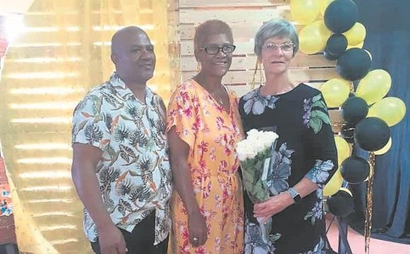 From left are pastor Ashwell Goliath (founder of NBPAM),Nicolette Goliath (chairperson of NBPAM) and MarietjieBoonzaaier (retired social worker and facilitator for Alzheimer’s support group).                                               