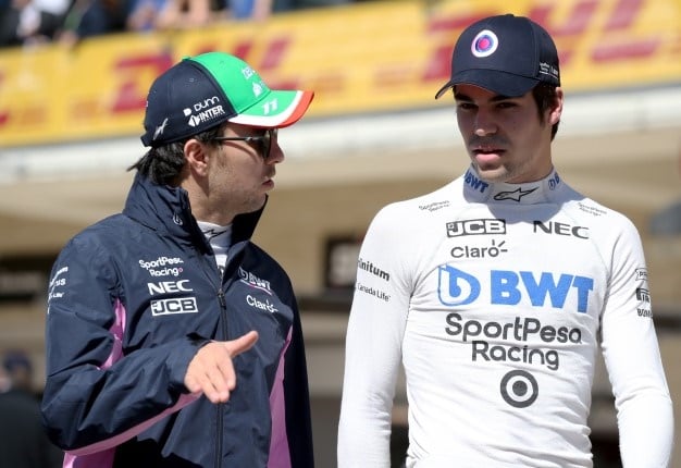 Sergio Perez of Mexico and Racing Point and Lance Stroll of Canada and Racing Point. Image: Charles Coates/Getty Images/AFP 