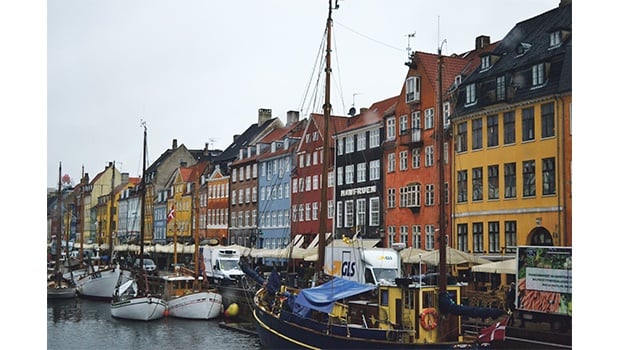 Most famous street in Copenhagen. A view of Nyhavn