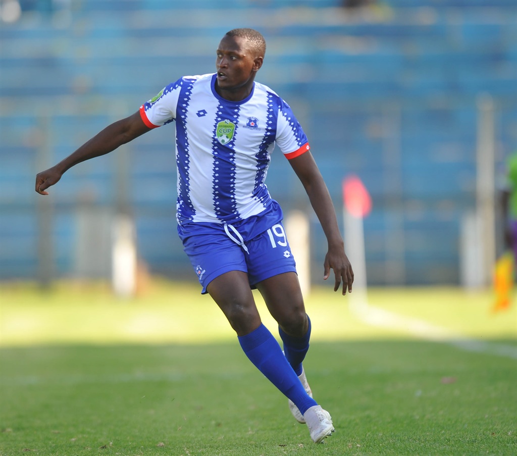 Judas Moseamedi of Maritzburg United   during the Nedbank Cup Last 32 match between Sitbank Spurs and  Maritzburg United 27 January 2019 at Puma Rugby Stadium 