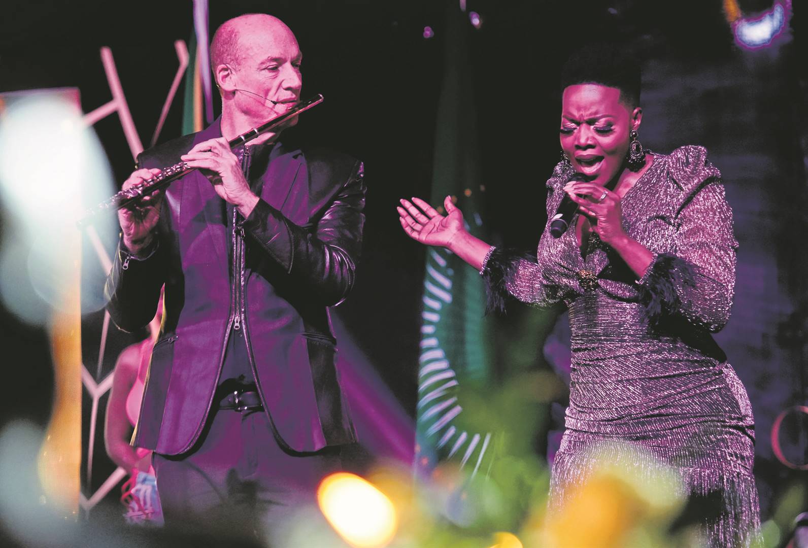 Wouter Kellerman and Nomcebo Zikode perform during a gala dinner hosted by Sport, Arts and Culture Minister Zizi Kodwa on Thursday in honour of local Grammy Award winners.