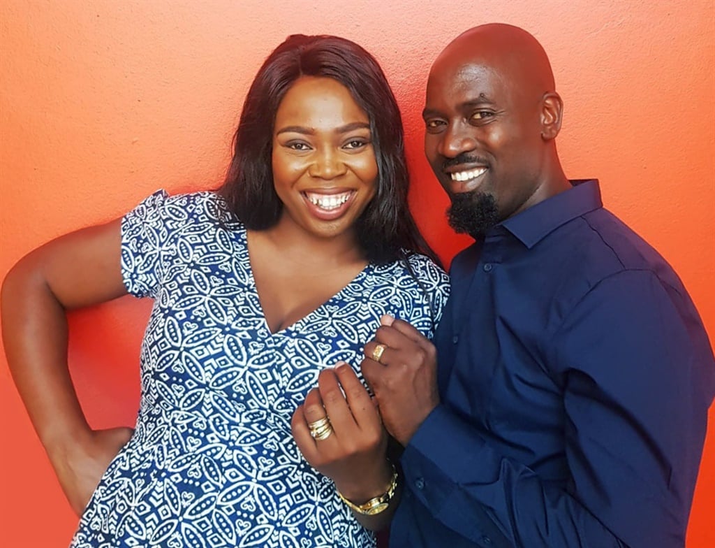 Nonhlanhla Soldaat and Hector Mkansi, known as the KFC couple, show off their wedding bands. Picture supplied by KFC.