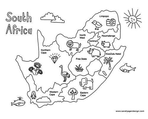 South African Provinces Colouring Page by Sarah Ja