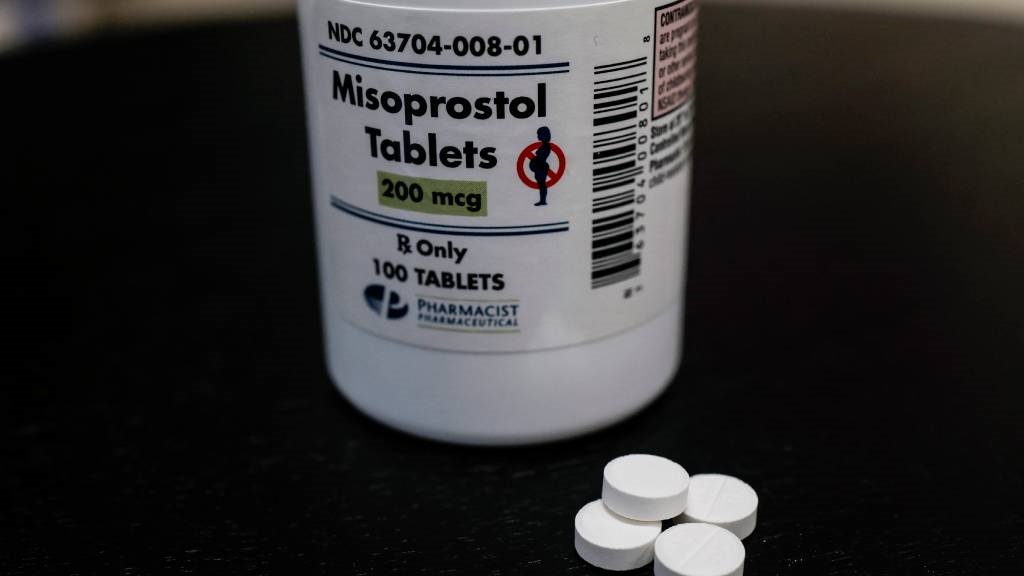 A bottle of Misoprostol tablets is displayed at a family planning clinic in Rockville, Maryland. (Anna Moneymaker/Getty Images/AFP)