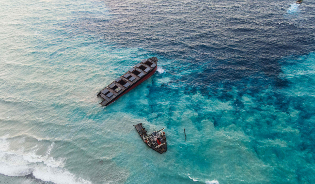About 1 000 tonnes of oil spilled from a Japanese tanker, the MV Wakashio in August 2020, after it ran aground near Mauritius.