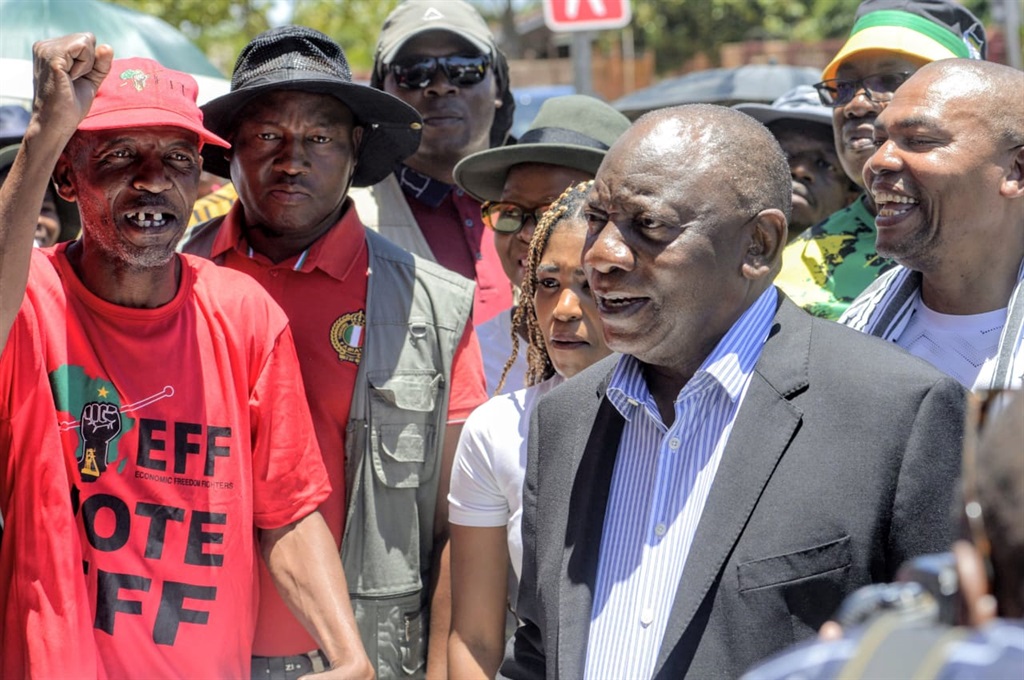 President Cyril Ramaphosa visited the residents of Hammanskraal in Tshwane. Photo by Raymond Morare