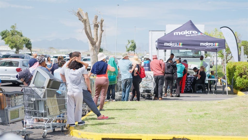 Customers queue at Ottery Makro.