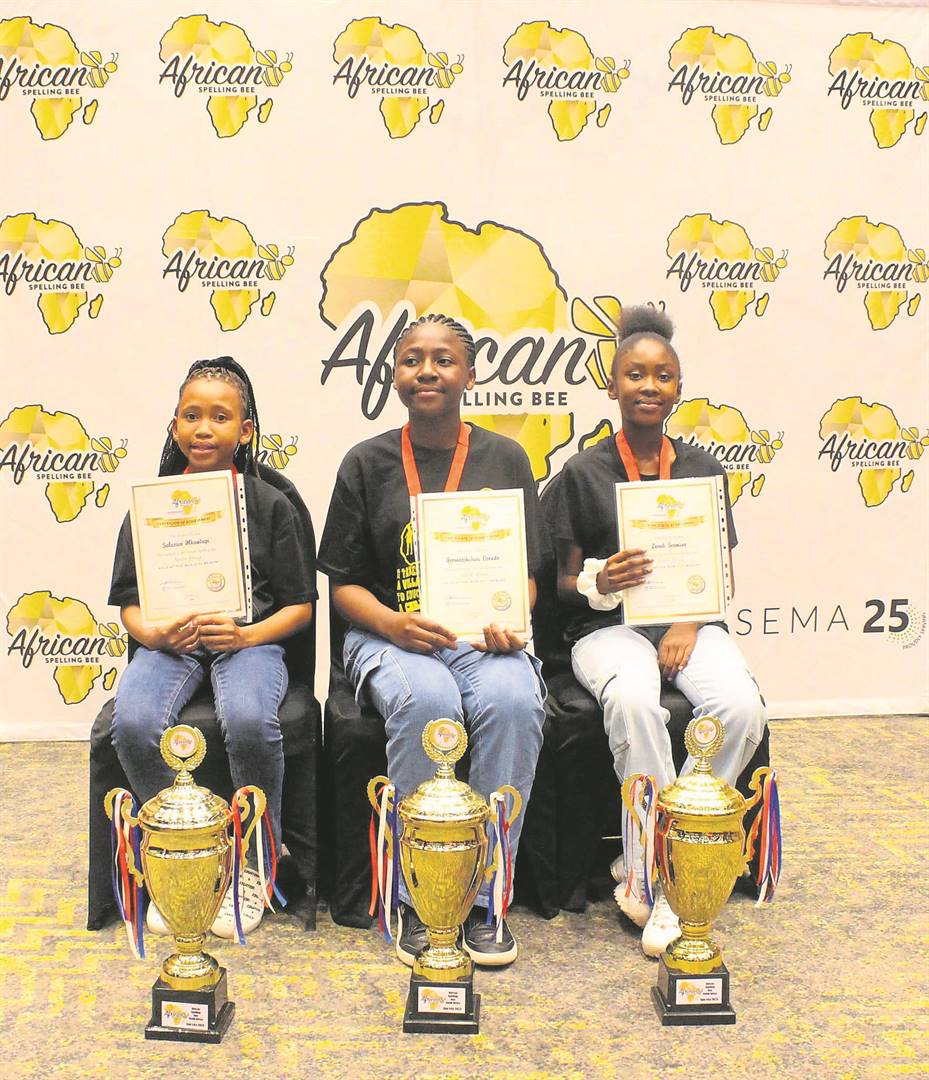 The African Spelling Bee SA Top Three Juniors were Salusiwe Mkambapi (KZN), Ifeomachukwu Osondo (Western Cape) and Lesedi Seemane (Limpopo).PHOTO: SUPPLIED