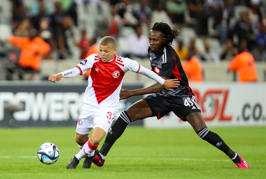 CAPE TOWN, SOUTH AFRICA - NOVEMBER 01: Luke Baartman of Cape Town Spurs during the DStv Premiership match between Cape Town Spurs and Orlando Pirates at DHL Stadium on November 01, 2023 in Cape Town, South Africa. (Photo by Roger Sedres/Gallo Images)