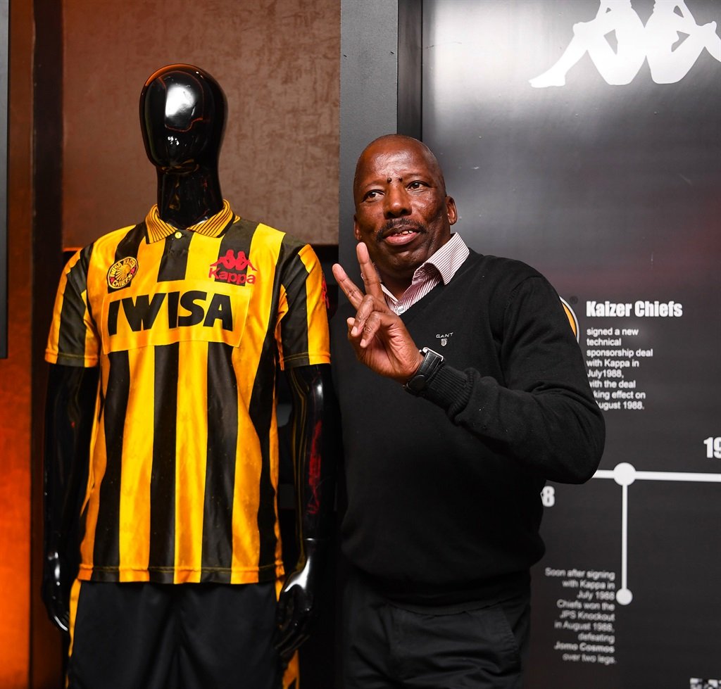 JOHANNESBURG, SOUTH AFRICA - JULY 25: Kaizer Chiefs legend Ntsie Maphike during the Kaizer Chiefs Kappa kit launch at The Galleria on July 25, 2023 in Johannesburg, South Africa. (Photo by Lefty Shivambu/Gallo Images)