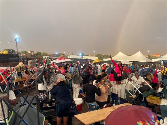 <em>RAINBOW NATION: A rainbow adorned the sky in Tembisa where Springbok fans gathered to watch the national team in action in the Rugby World Cup final. Photo: Ditiro Selepe/News24</em>
