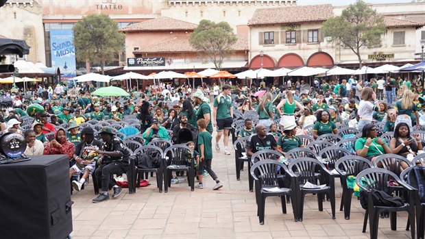 <em>By late afternoon the piazza at Montecasino was already packed ahead of the Springboks’ clash against the All Blacks. Alfonso Nqunjana / News24</em>