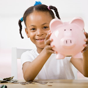 responsible child saving money 