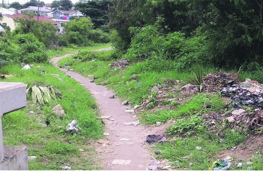 The passage between N and J section in KwaMashu, north of Durban that residents want cleaned.          Photo by Mbali Dlungwana