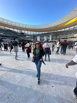 <p>Cape Town councillor Tami Jackson at the DHL stadium tonight.</p><p>Jackson says she is “Backing the Springboks all the way [and] hoping they bring the cup home to South Africa so we can finally get that well deserved extra public holiday.”</p><p>Photo: Marvin Charles/News24</p>