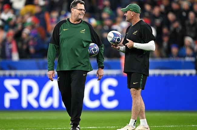 SA Rugby director of rugby Rassie Erasmus and Springbok coach Jacques Nienaber.