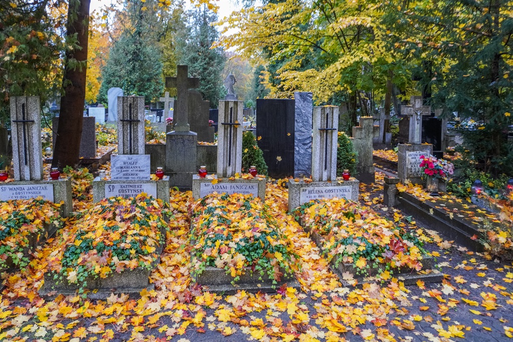Modern graves in the Oliwa cemetery are seen in Gdansk, Poland. (Photo by Michal Fludra/NurPhoto via Getty Images)