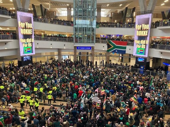 <em>The 2023 World Cup-winning Springboks are set to arrive at OR Tambo International Airport in Johannesburg. (Picture: Ditiro Selepe/News24)</em>