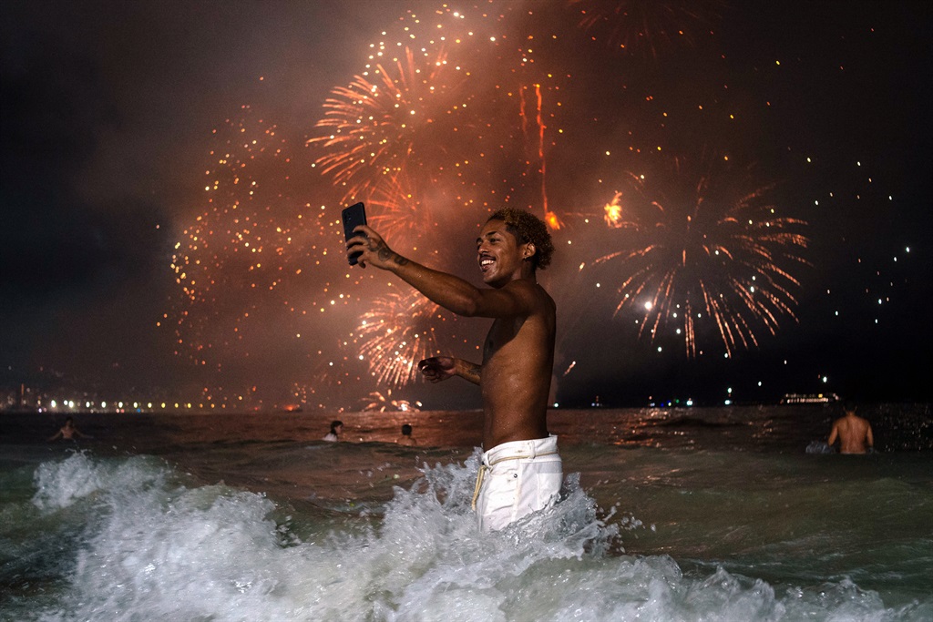 raditional New Year's fireworks from the water at 