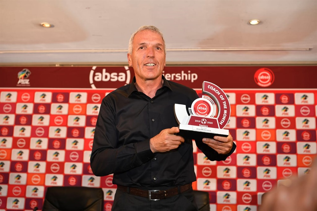 Kaizer Chiefs coach, Ernst Middendorp, has become the first coach to win the Absa Premiership Coach of the Month award three consecutive times. Supplied