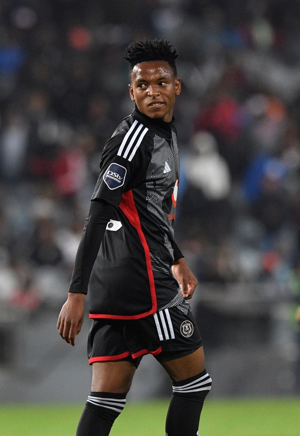 Relebohile Mofokeng of Orlando Pirates during the CAF Champions League 2023/24 preliminary round  second leg match between Orlando Pirates and Djabal Club on 25 August 2023 at Orlando Stadium  