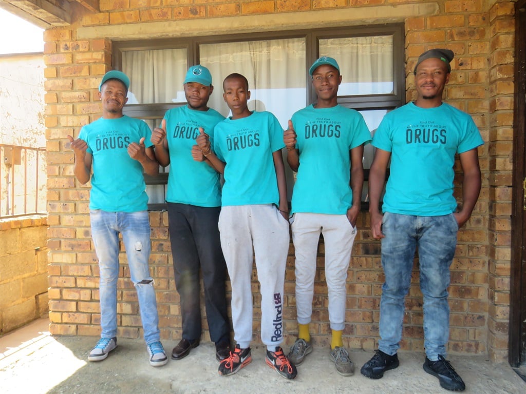 Masakhane Support Care Centre is helping addicts turn their lives around. From left: Themba Magubane, Mbulelo Nzolo, Morena Mthethwa, Shaun Rikgotso and Siyabonga Mbatha. Photo by Ntebatse Masipa