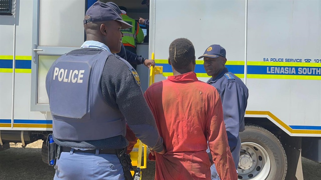 Cops arresting suspects during Operation Shanela in Soweto. Photo by Nhlanhla Khomola