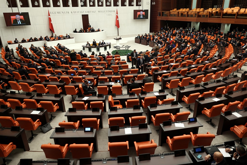 The Grand National Assembly of Turkey (TBMM) in Ankara, shortly before the vote that approved Sweden's inclusion in NATO.  (Photo by Adem ALTAN / AFP)