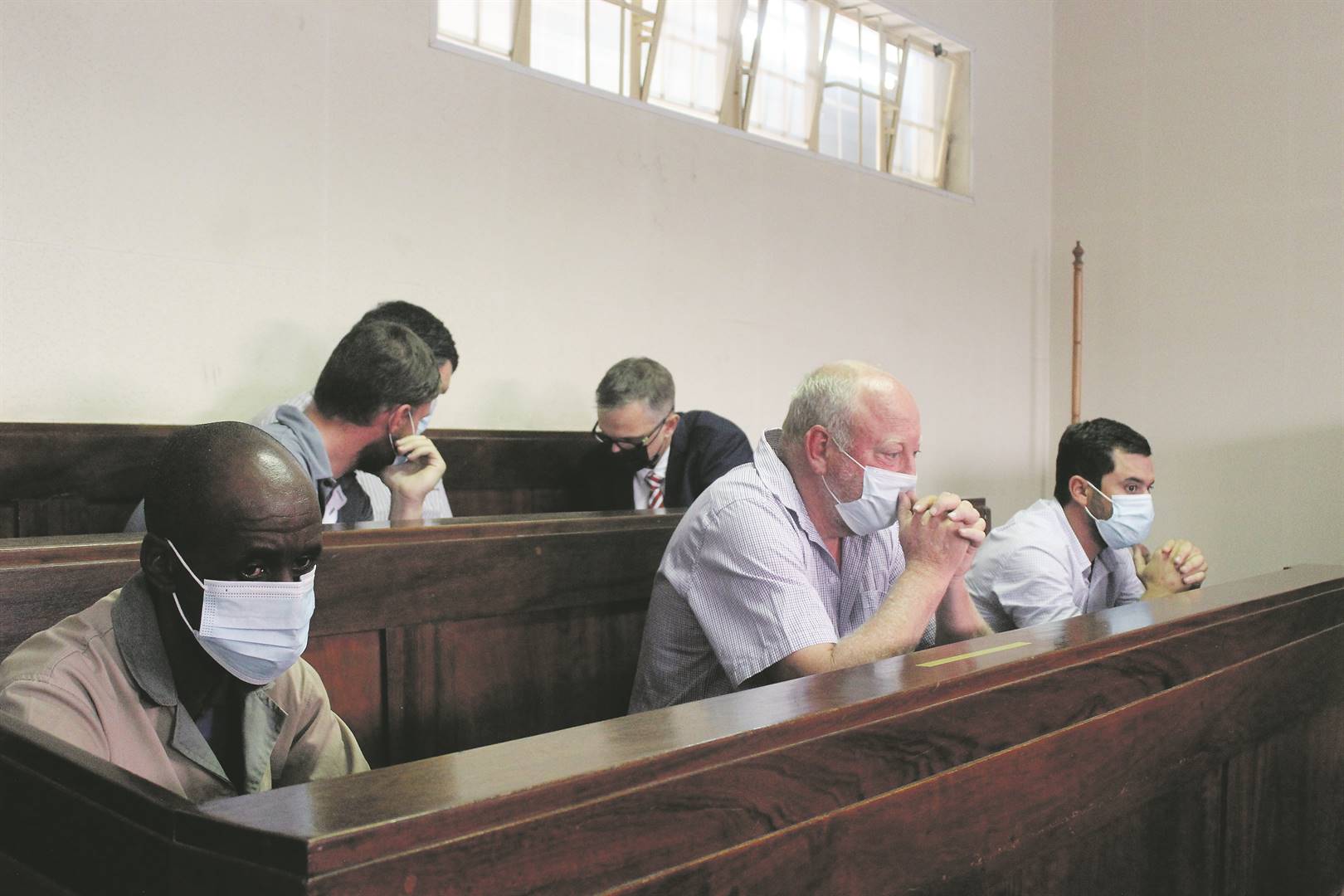 The five accused appeared in the Mkhondo Magistrates Court yesterday in connection with the murder of Coka brothers.    Photo by Bulelwa Ginindza