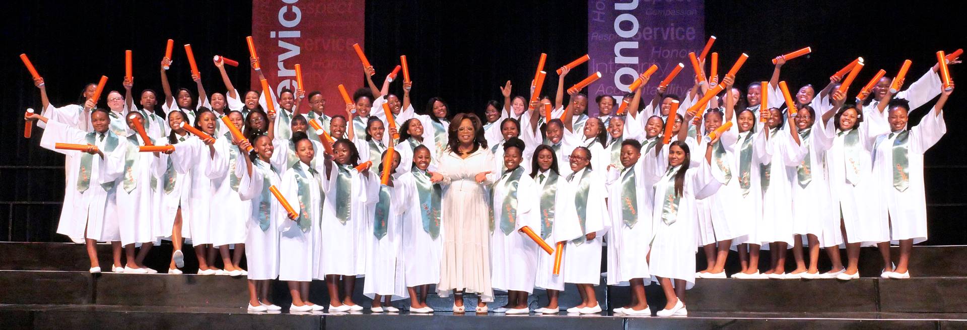 Oprah Winfrey Leadership Academy for Girls matriculants celebrate their success. Picture: Supplied