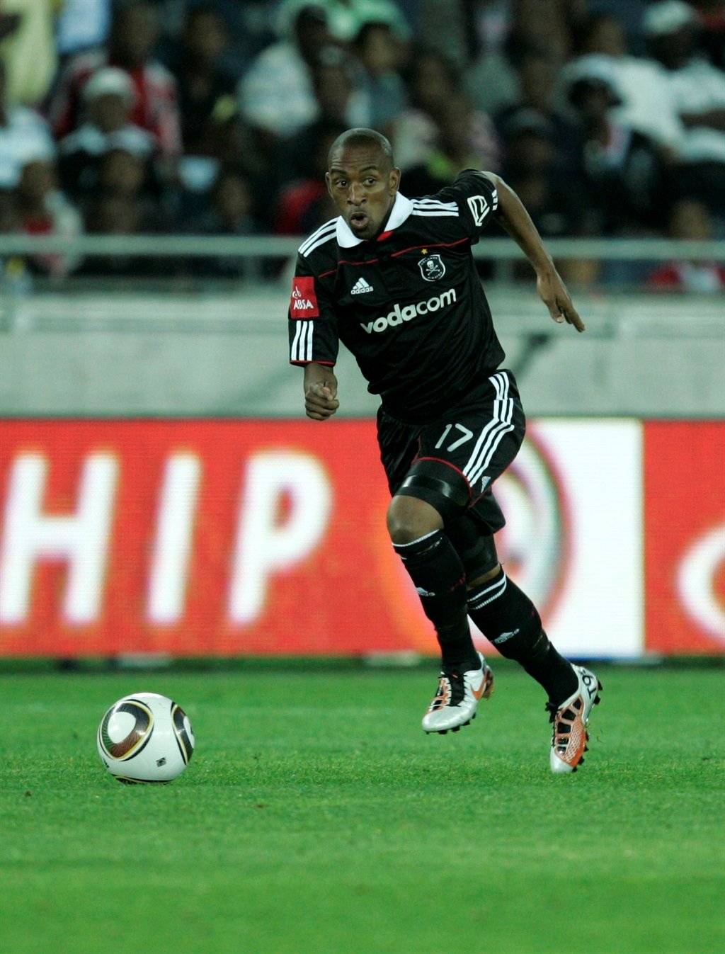 SOWETO, SOUTH AFRICA - OCTOBER 30, Patrick Malokase of Pirates during the Absa Premiership match between Orlando Pirates and Ajax Cape Town at Orlando Stadium on October 30, 2010 in Soweto, South Africa..Photo by Dominic Barnardt / Gallo Images