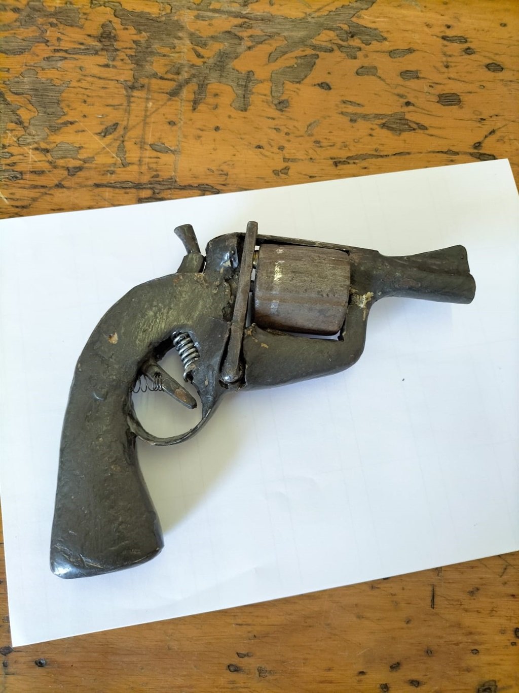 The suspect used to terrorise residents with this gun.
