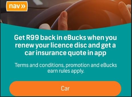 FNB is offering a reduced price with their vehicle licence renewal service when using their App. 