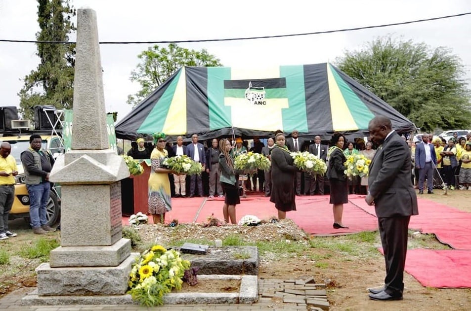 ANC President Cyril Ramaphosa at a wreath-laying ceremony at the gravesite of the 1st Secretary General of the ANC, Sol Plaatje. Picture: ANC Twitter