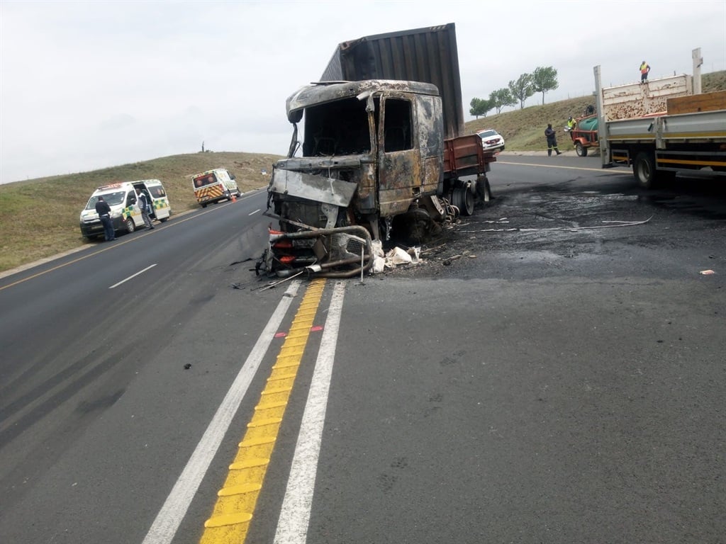 Truck caught fire on the N3 near Warden in the Free State. 
