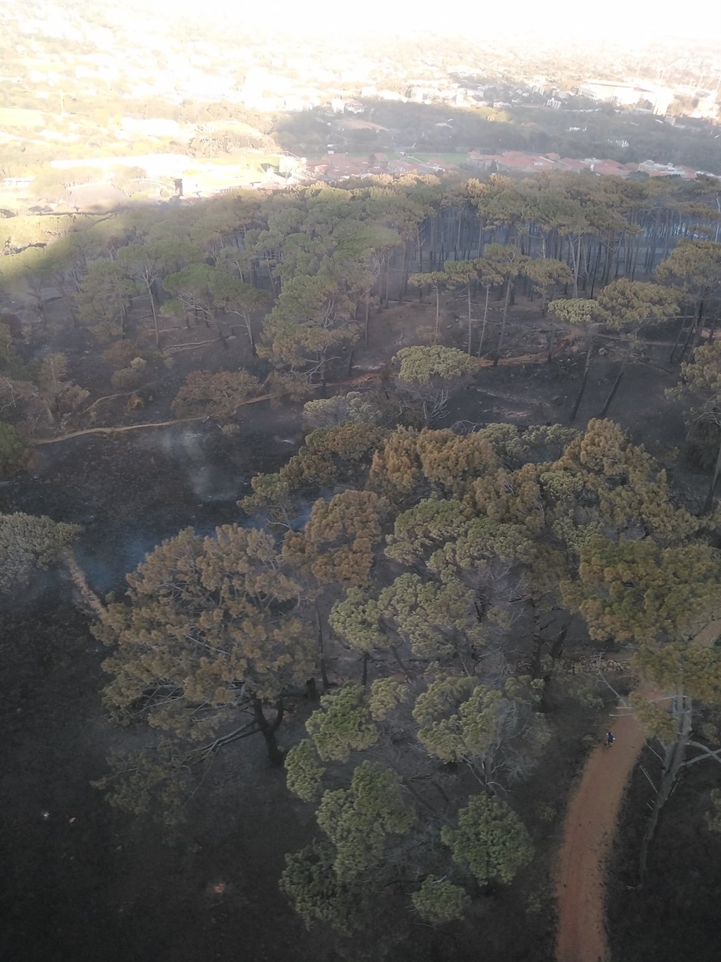 Aerial shot of the extent of the fire damage