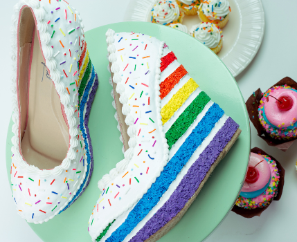 Rainbow cake wedge. Image by Caters News