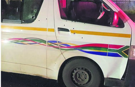 The driver’s side of the taxi was peppered with bullets by the evil izinkabi. 