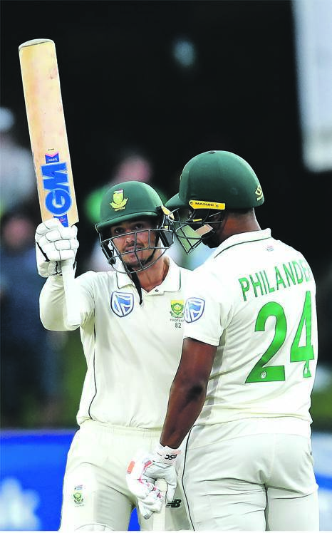 Quinton de Kock and Vernon Philander on the pitch yesterday. Picture: Gallo Images