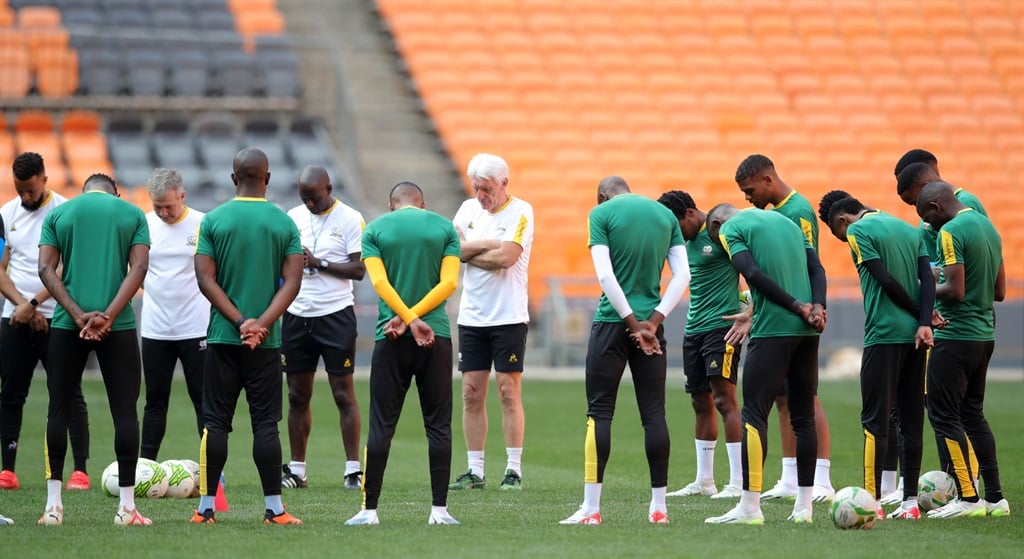 South Africa players during Bafana Bafana training and press conference at FNB Stadium in Johannesburg on 04 September 2023 