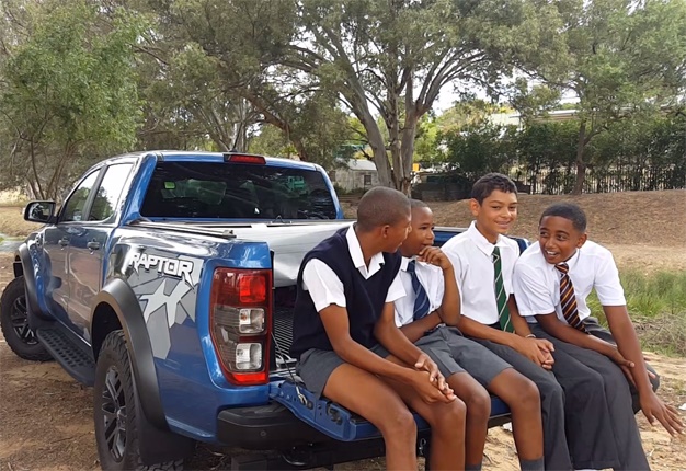 These four boys review the Ford Ranger Raptor. Image: Wheels24 / Charlen Raymond
