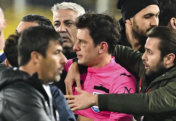 Turkish referee Halil Umut Meler was punched in the face and kicked in the head during a Super Lig match on Monday. 