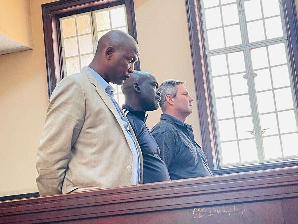 Advocate Phuti Matabane, Lieutenant Colonel Lucky Thabethe and Daniel Benjamin Lessing in the Johannesburg Magistrate's Court.  