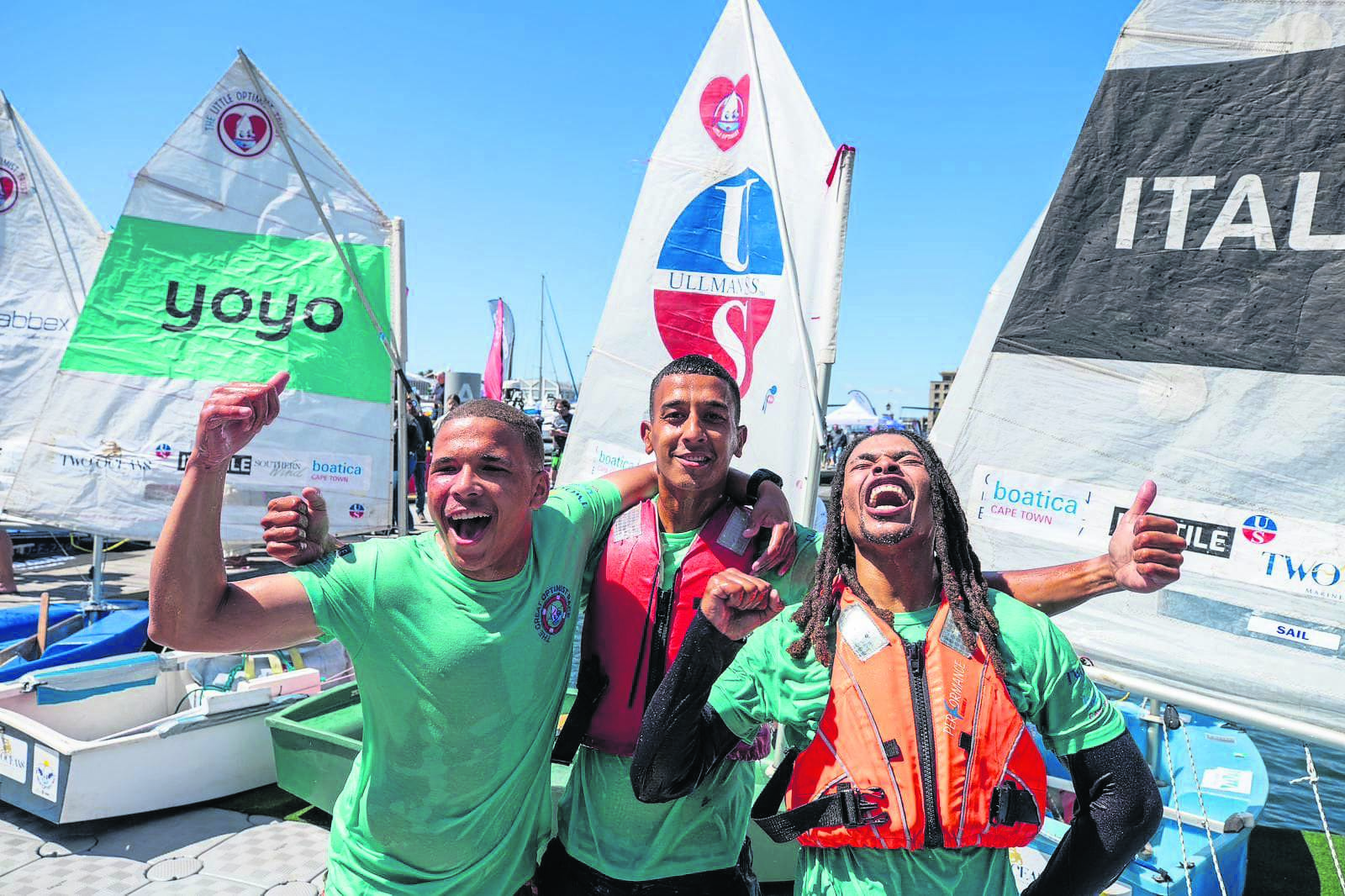 Joshua September, Amir Yaghya and Shane Joseph were the winners of the Great Optimist charity race.PHOTO: Supplied