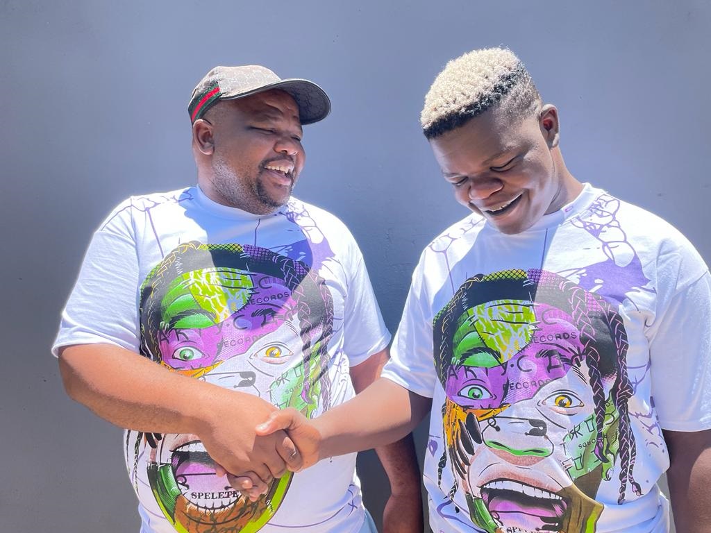 Internet sensation and dancer Thabang Sefala, popularly known as Skomota, with his manager Kholofelo Makgata. Photo by Kgalalelo Tlhoaele 