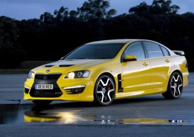 PROPER AUSSIE SUPERCAR: Madcap alloy wheels and an eye-popping yellow finish, it can only be the Lumina’s Australian sibling, HSV’s VXR8.