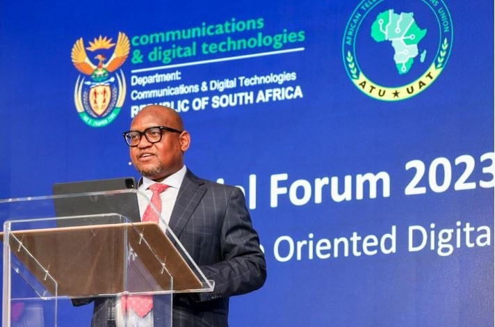 Deputy Minister of Communications and Digital Technologies, Philly Mapulane, at the Ministerial Forum 2023. 